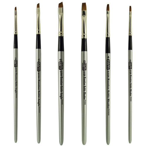 AS-65 Russian Pure Sable Shader and Angle Mix Brush Set 6 pcs