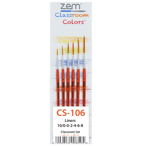 CS-106 Classroom Economy Synthetic Long Liners Brush Set 6 pcs 