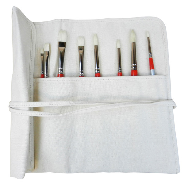 AS-105 Chungking White Bristle 8 pc Brush Set and Free Canvas Holder