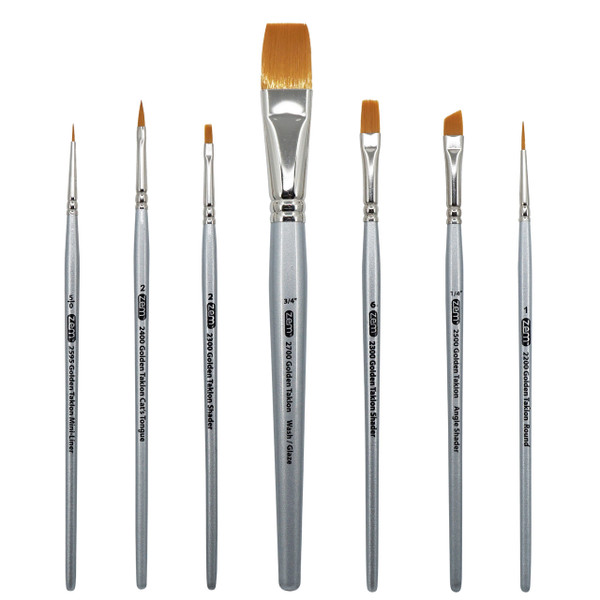 AS-35 Golden Taklon Synthetic Combo Brush Set 