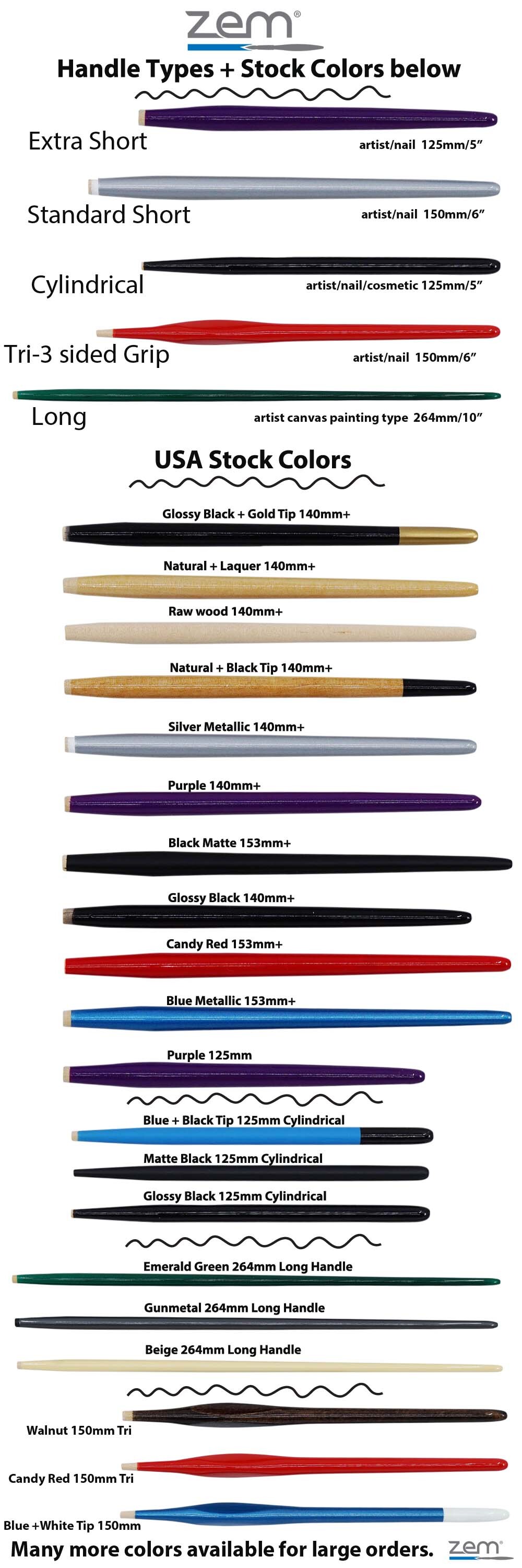 ZEM Artist Brush Handle Selection