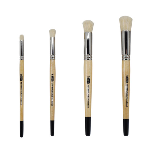 AS-125 Stiff Hog Stencil Dome Shape Firm Bristle Artist Brush Set