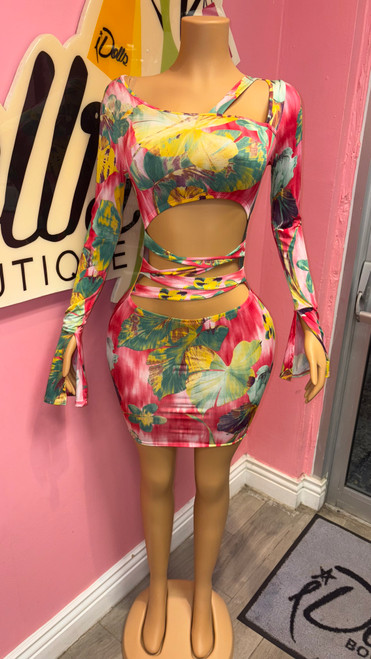 Tropical Glow Cutout Mini Dress Tropical Glow Cutout Mini Dress