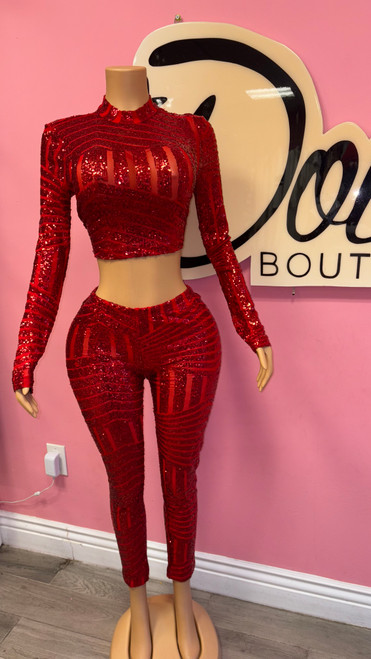 Red Diamond Sequin Set