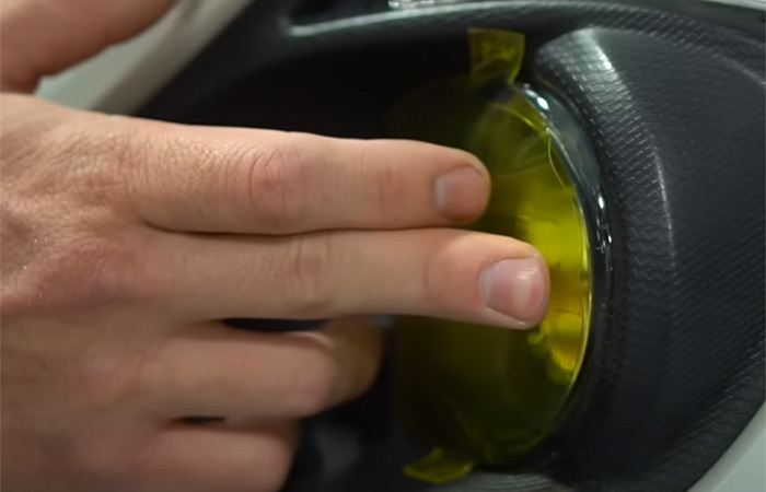 Yellow Lamin-x fog light installation