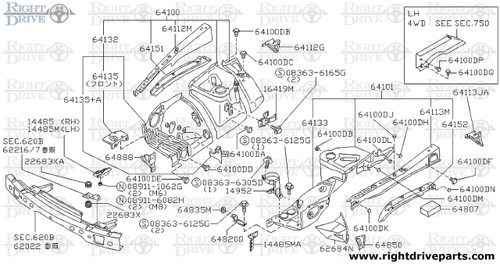 64100DD - plug, rubber - BNR32 Nissan Skyline GT-R