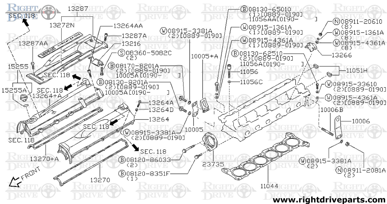 13213 - guide, valve exhaust - BNR32 Nissan Skyline GT-R