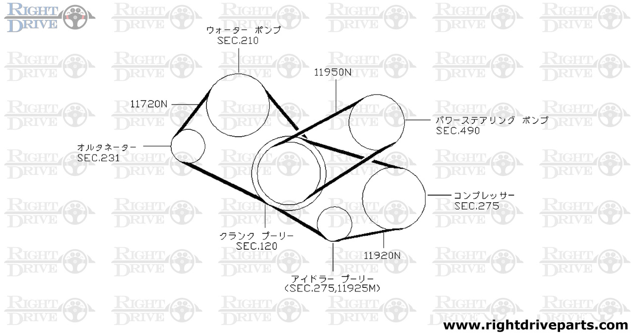 11720N - belt, fan & alternator - BNR32 Nissan Skyline GT-R