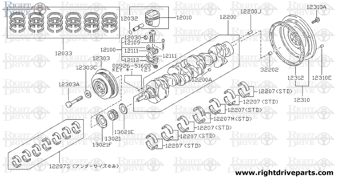 12303A - bolt, pulley crankshaft - BNR32 Nissan Skyline GT-R