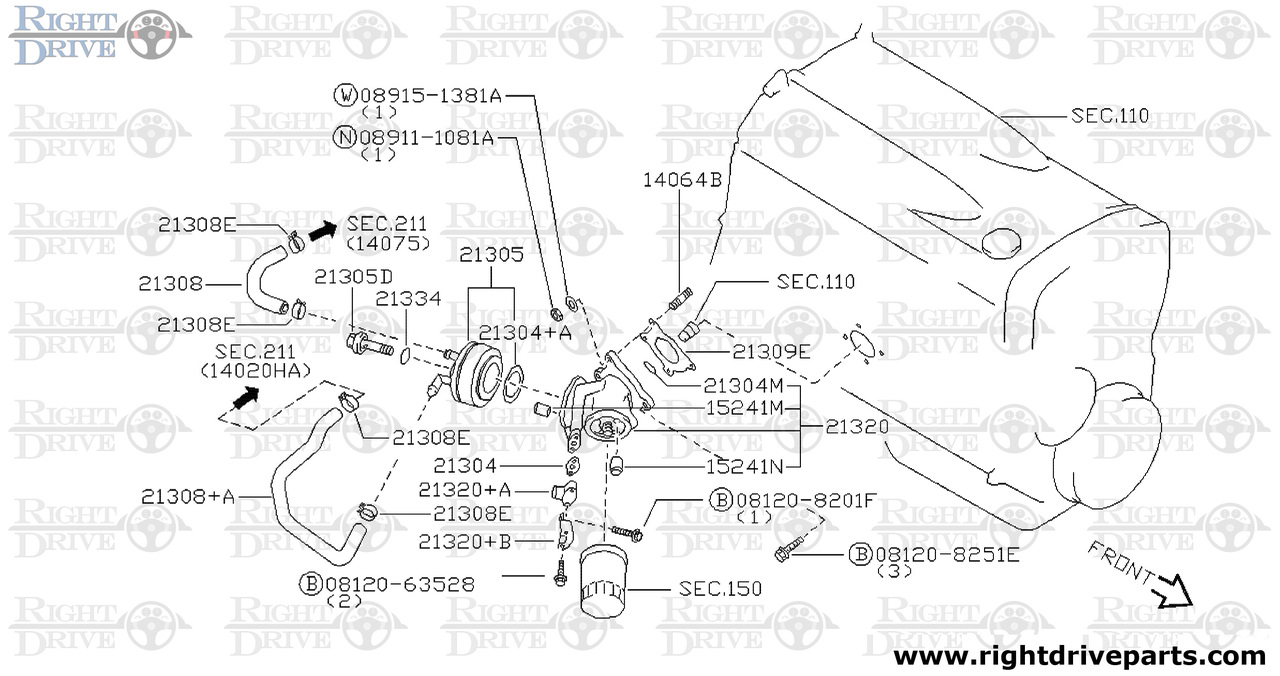 21305 - cooler assembly, oil - BNR32 Nissan Skyline GT-R