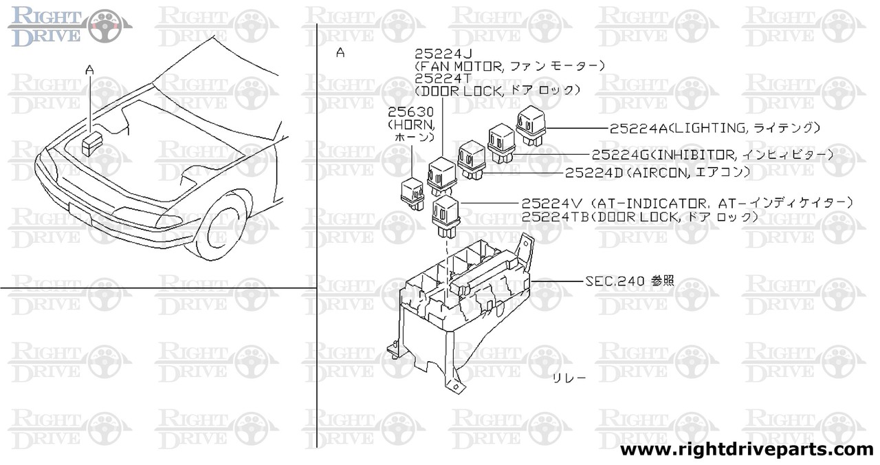 25233RA - bracket, relay - BNR32 Nissan Skyline GT-R