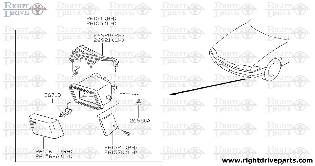 26920 - bracket, fog lamp RH - BNR32 Nissan Skyline GT-R