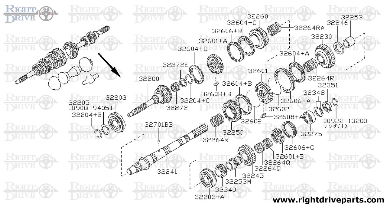 32281 - shaft, reverse idler - BNR32 Nissan Skyline GT-R