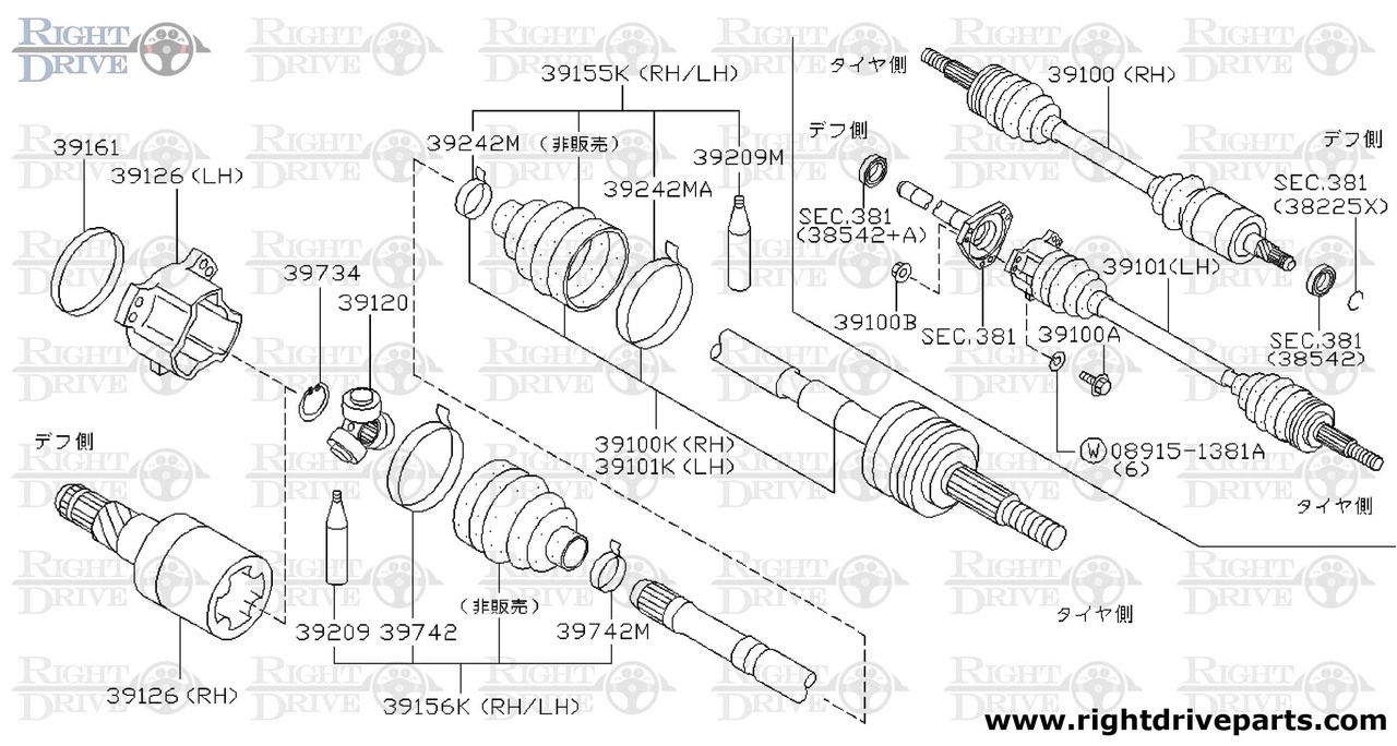 39101 - shaft assembly, front drive LH - BNR32 Nissan Skyline GT-R