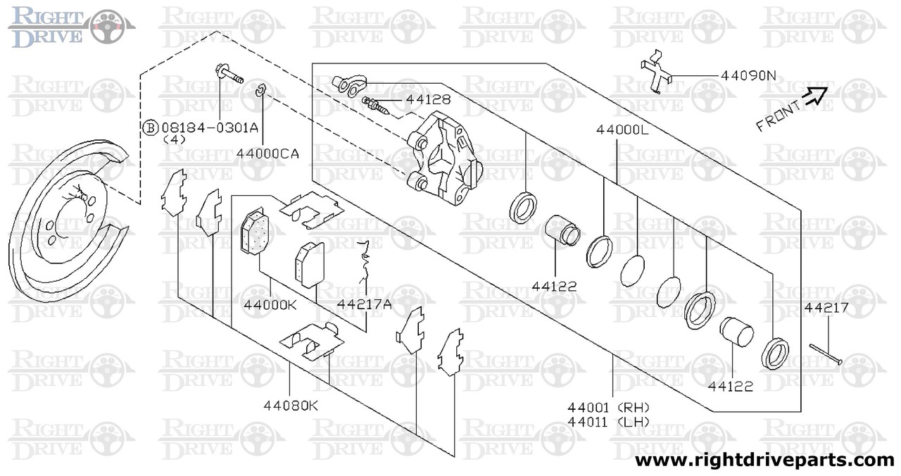 44060K - shoe set, rear brake - BNR32 Nissan Skyline GT-R