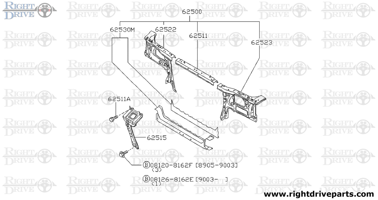 62511 - support, radiator core upper - BNR32 Nissan Skyline GT-R