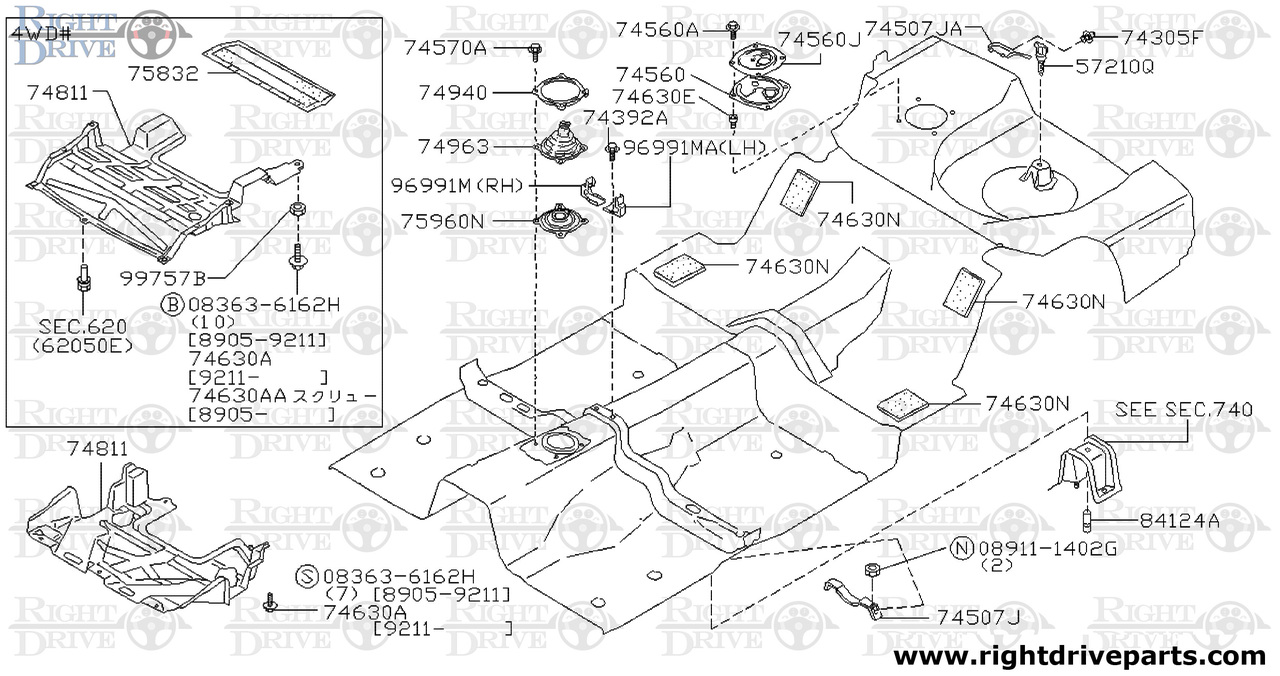 57210Q - clamp, spare tire - BNR32 Nissan Skyline GT-R