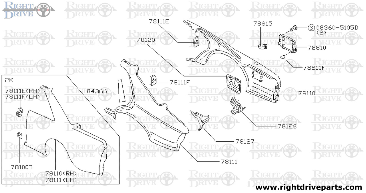 78111F - retainer, tapping striker LH - BNR32 Nissan Skyline GT-R