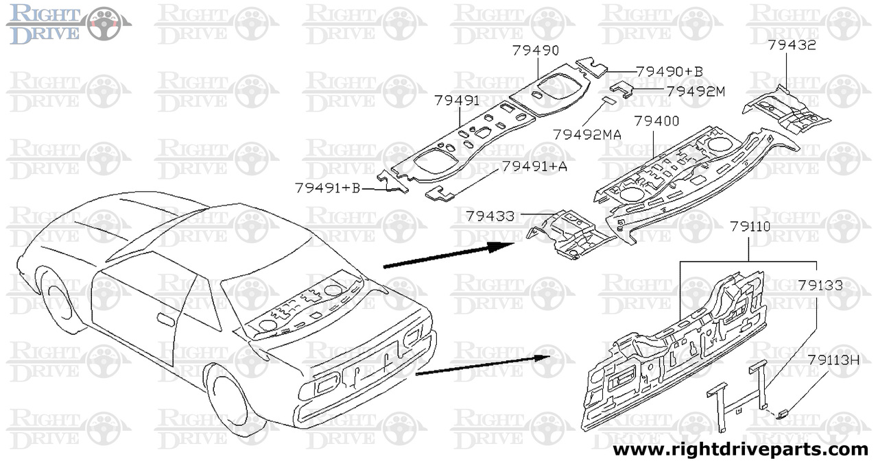 79491 - insulator, parcel shelf LH - BNR32 Nissan Skyline GT-R