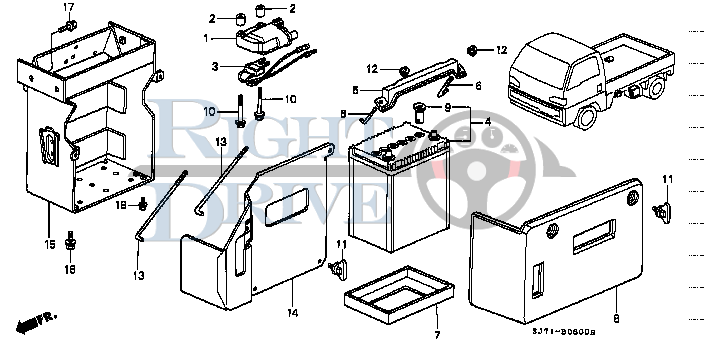 BATTERY ASSY. (38B20R-MF) (YUASA) - #4 - 31500 - Honda Acty HA4