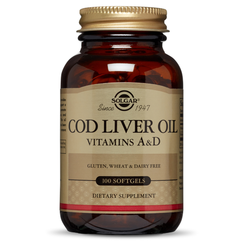 Solgar Cod Liver Oil Softgels (Vitamin A & D Supplement) - 100