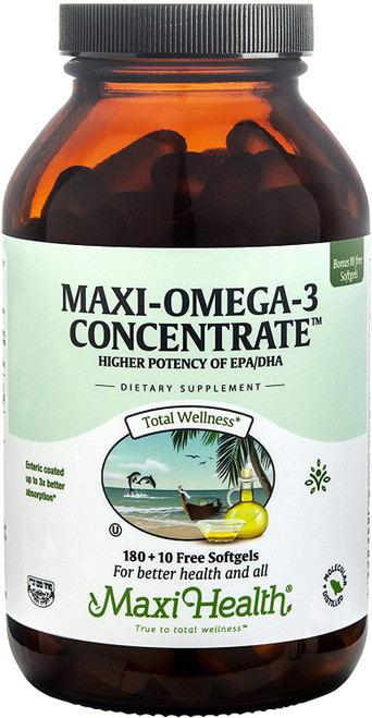 Maxi Health Maxi Omega 3 Concentrate - 200 Gels Maxi Health Maxi Omega 3 Concentrate - 200 Gels