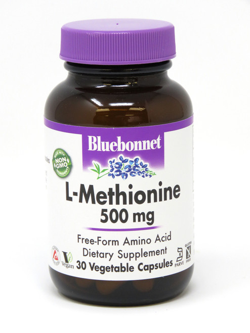 Bluebonnet L-Methionine 500 mg - 30 Vegetarian Capsules