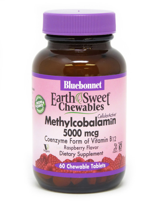 Bluebonnet Earthsweet® Chewables Methylcobalamin Vitamin B-12 5000 mcg Raspberry Flavor - 60 Tablets