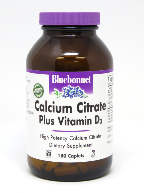 Bluebonnet Calcium Citrate Plus Vitamin D3 - 180 Caplets