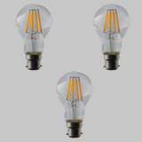 Pack of 3 GLS LED Filament Lamps - B22 - 800lm - 2700K  - Easy Dim