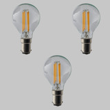 Pack of 3 Golf Ball G45 LED Filament Lamps - B15 - 400lm - 2700K - EasyDim