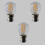 Pack of 3 Golf Ball G45 LED Filament Lamps - B22 - 400lm - 2700K - EasyDim