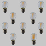 Pack of 10 Golf Ball G45 LED Filament Lamps - E27 - 400lm - 2700K - EasyDim