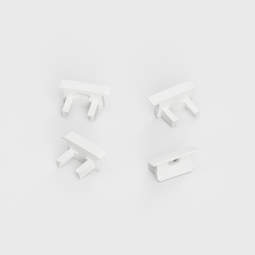Set of 4 End Caps For Standard With Trim Aluminium Profile, White