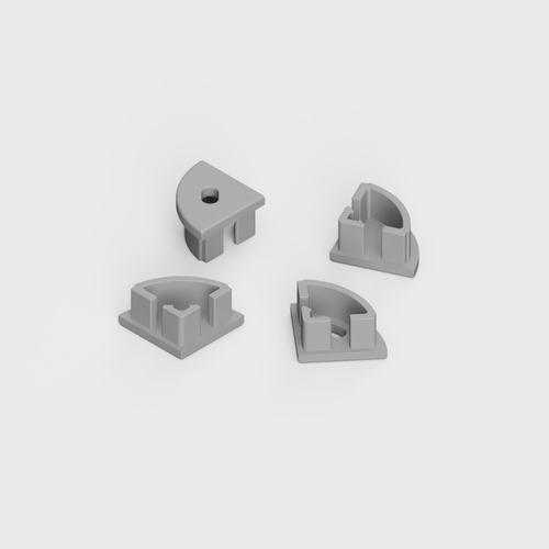Set of 4 End Caps For Small Corner Channel 16x16mm, Grey