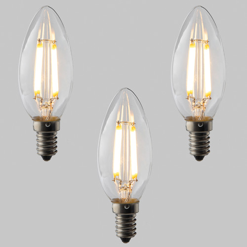 Candle C35 LED Filament Bulb - E14 - 400lm - 2700K Very Warm White - Dimmable - Pack of 3