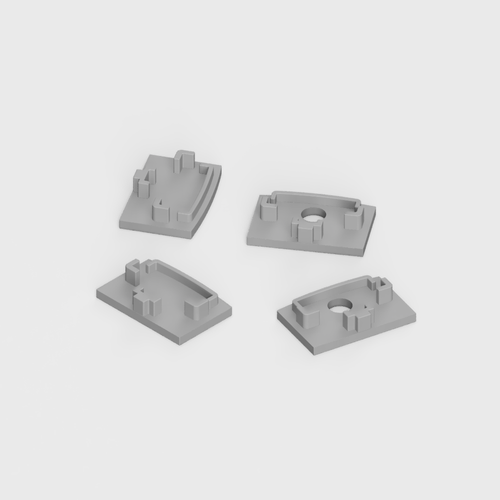 Set of 4 End Caps for 25x16.8mm Aluminium Channel