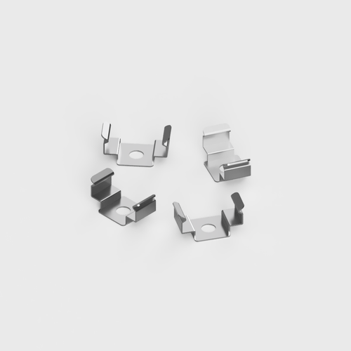 Set of 4 Mounting Bracketss for Mini Aluminium Profile, Silver,