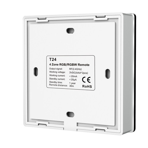 Battery Powered 4 Zone Precision Touch RGB/RGBW Wall Plate, White
