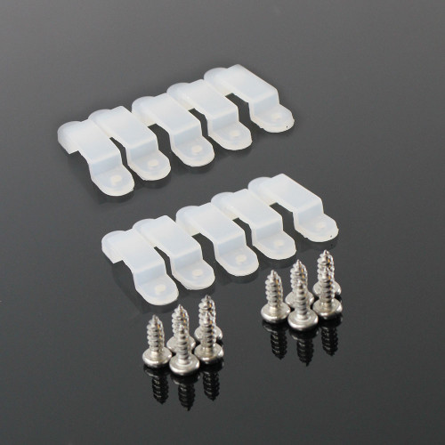 Mounting Clips for IP67 COB LED Tape. Pack of 10 Silicone Clips with Screws.