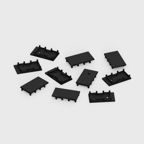 Pack of 10 Endcaps for 23x25mm Aluminium Channel with Box Click Diffuser, End Cap, Black