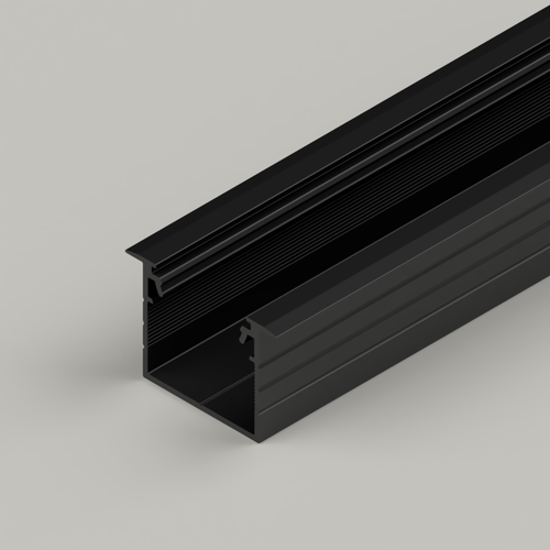 Recessed Connectable Aluminium Channel 23x20mm, Black, 2 Metres