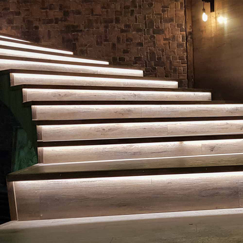 Black Downward Illumination Stair & Step Aluminium LED Profile, 2 Metre Length