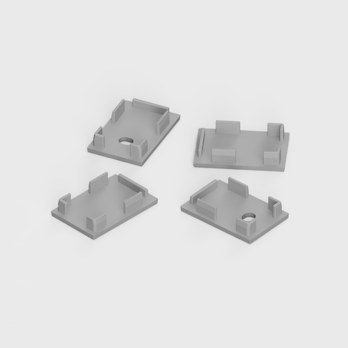 Pack of 4 End Caps for Surface Mounted LED Aluminium Channel 20mm x 30mm