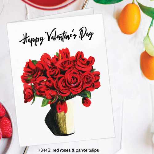 CARD RED ROSES TULIPS VALENTINES