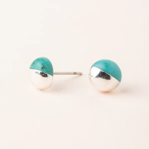 DIPPED STONE STUD EARRING TURQUOISE/SILVER