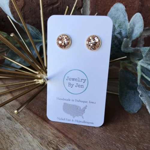 GOLD GLITTER STUD EARRINGS