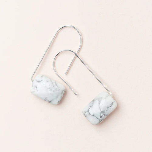 FLOATING STONE DROP EARRINGS HOWLITE AND SILVER