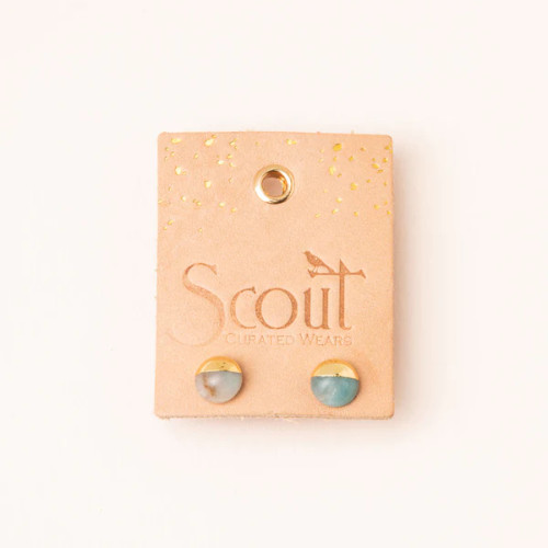 DIPPED STONE STUD EARRINGS LABRADORITE/GOLD