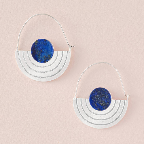 STONE ORBIT EARRING LAPIS/SILVER